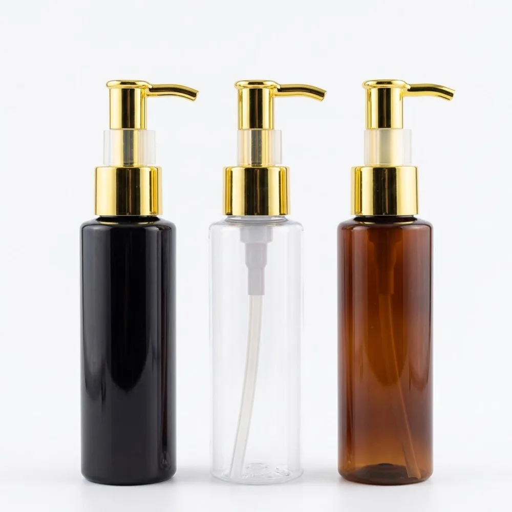PET Bottle — 100ml with Shiny Gold Pump