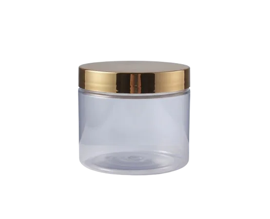 PET Jar — 250g Wide (Shiny Gold Lids)